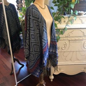 Boho Fringed Drape Sweater - Bohemian Pattern Cozy